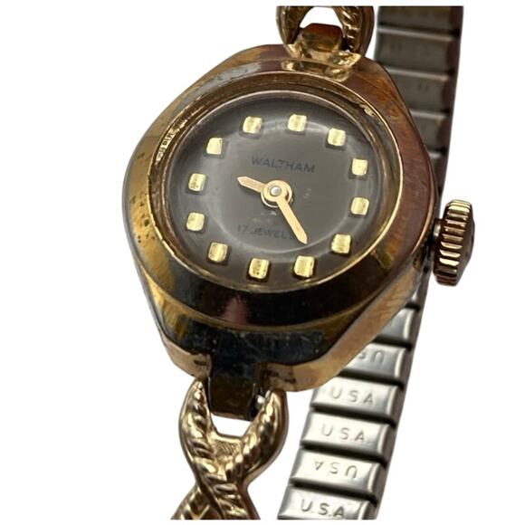 VTG Waltham Mechanical 17 Jewels Working Wind-Up 18mm Watch Expandable Band - Picture 2 of 7
